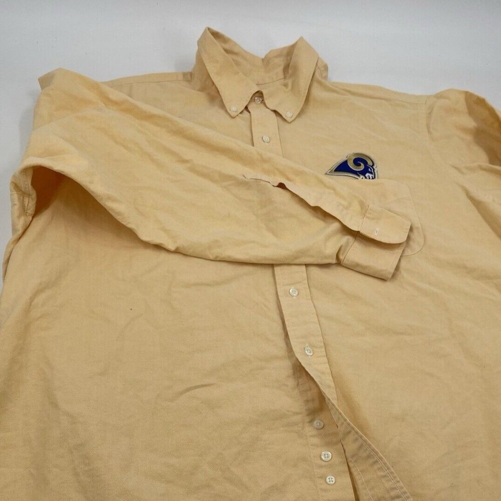 Brooks Brothers Button Down Mens 18.5-35 Yellow Rams Logo Oxford Shirt